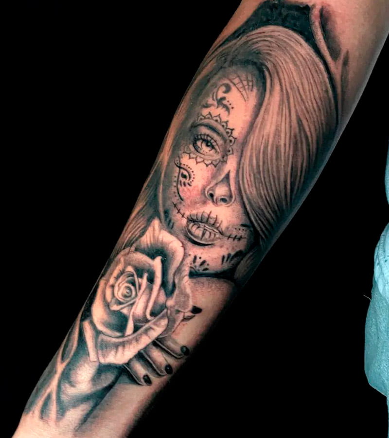 tatuajes de catrina en el brazo 8