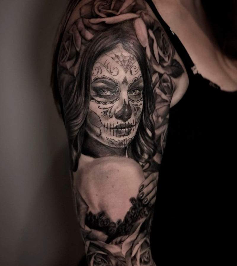 tatuajes de catrina en el brazo 9