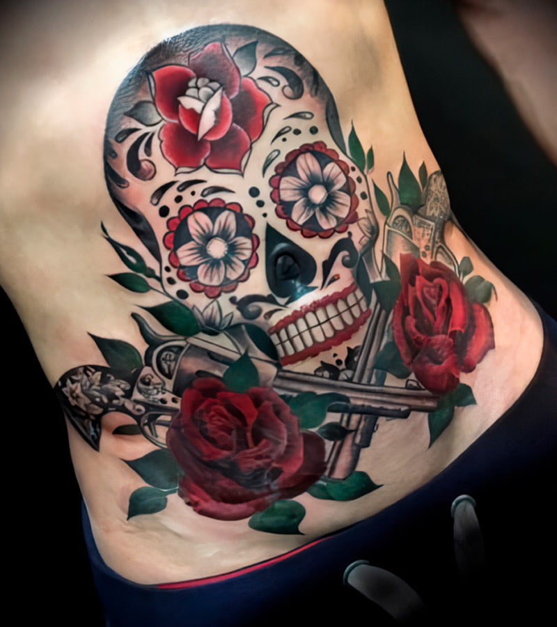 tatuajes de catrinas con rosas 8