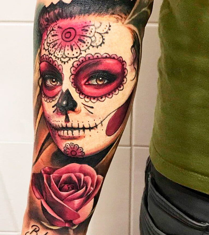 tatuajes de catrinas con rosas 9