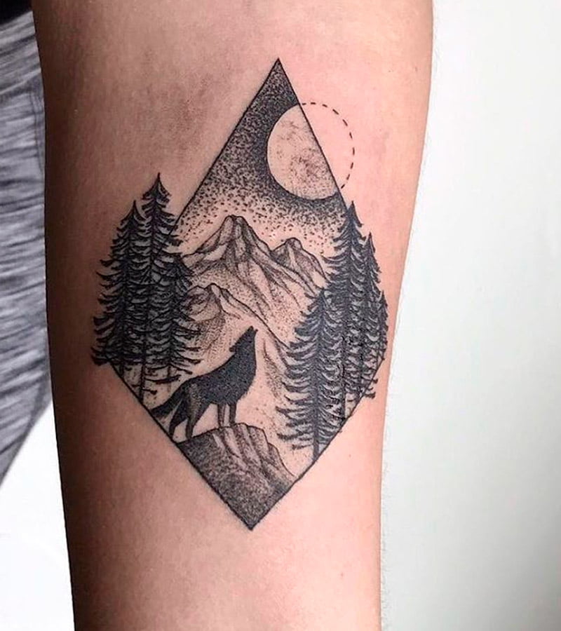 tatuajes de paisajes con lobos 2