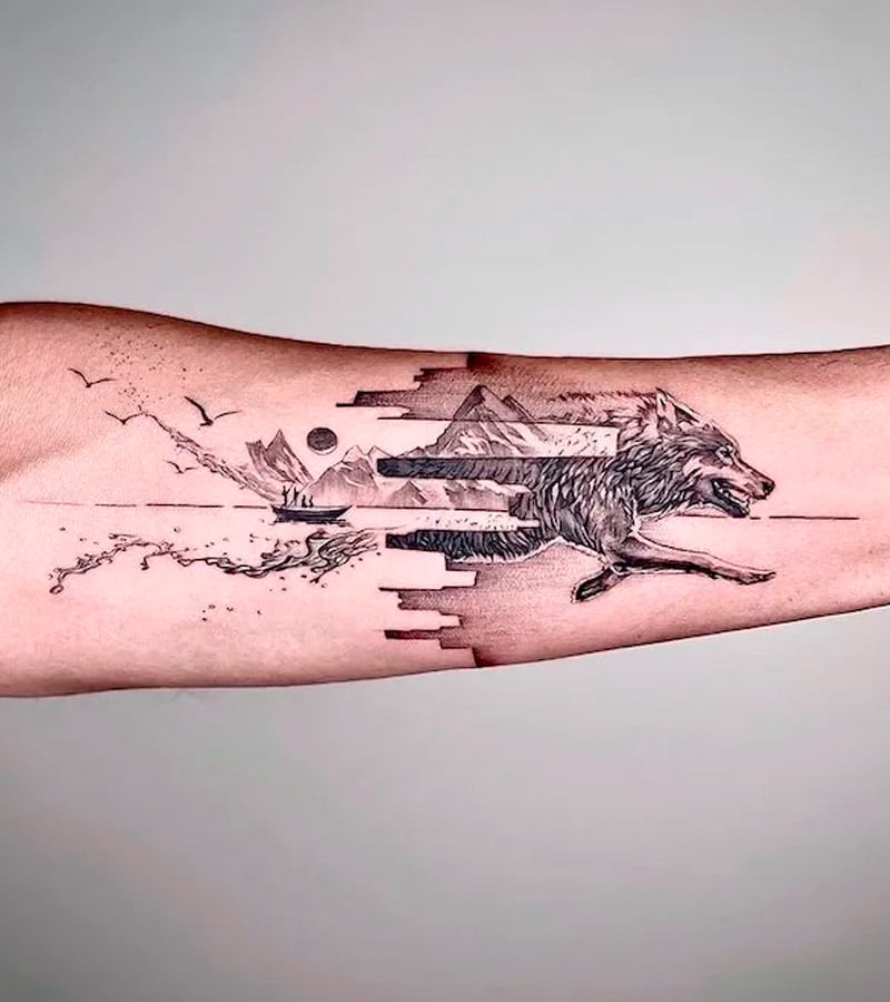 tatuajes de paisajes con lobos 3