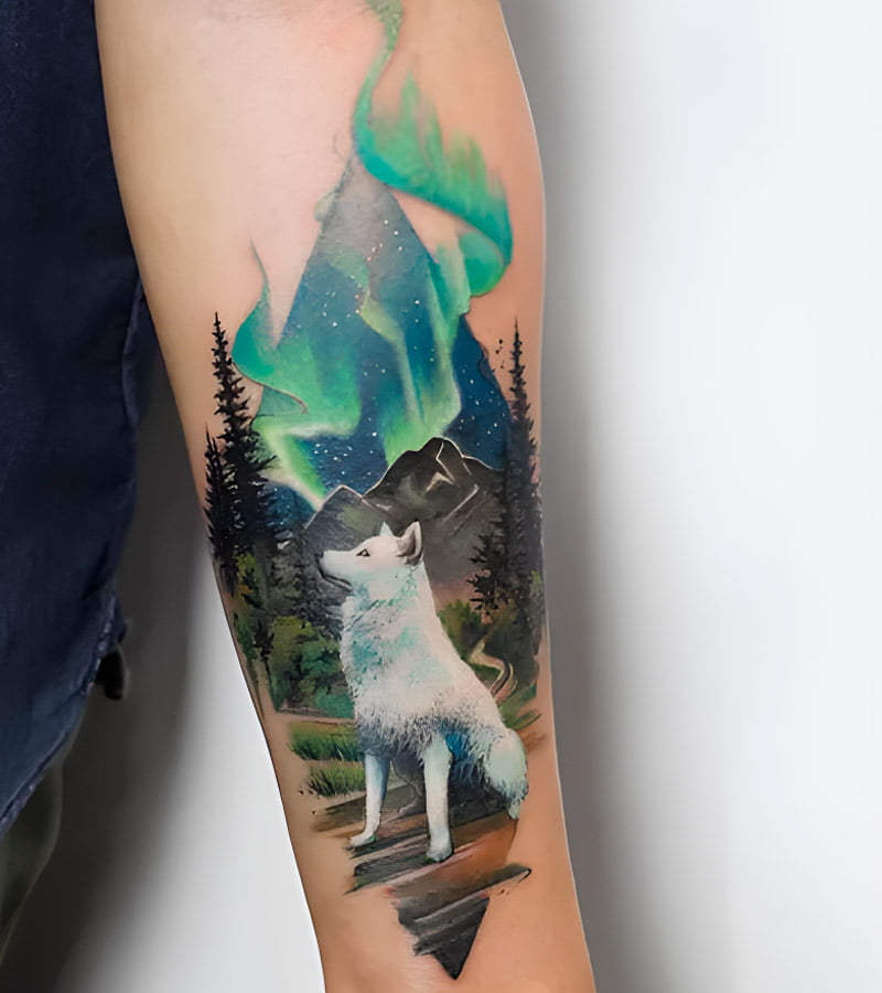 tatuajes de paisajes con lobos 4