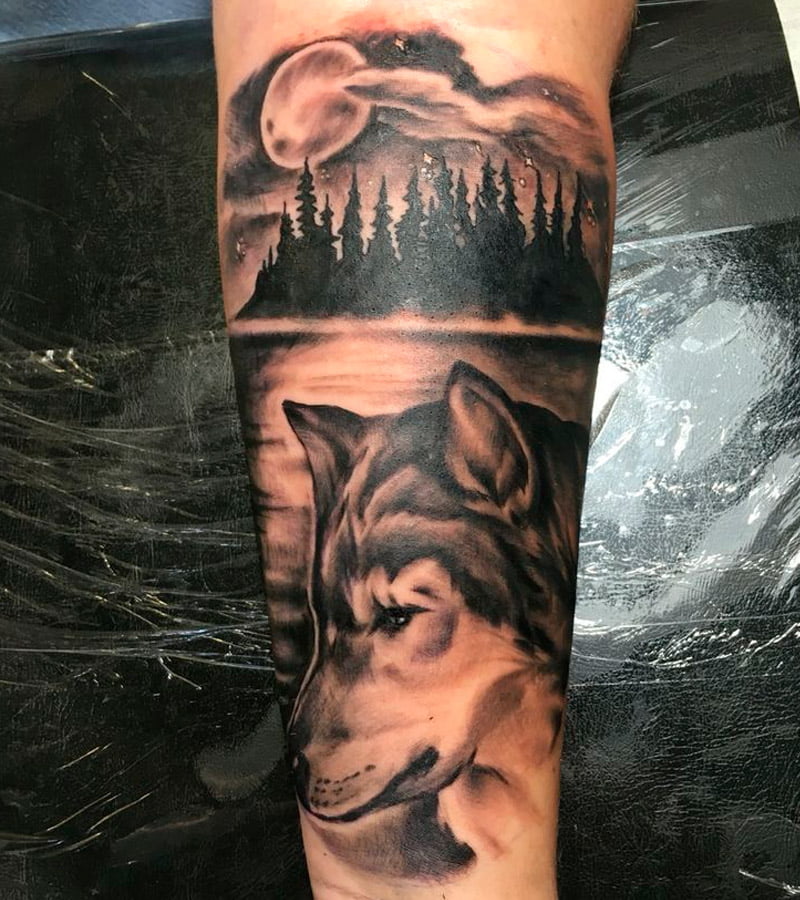 tatuajes de paisajes con lobos 7
