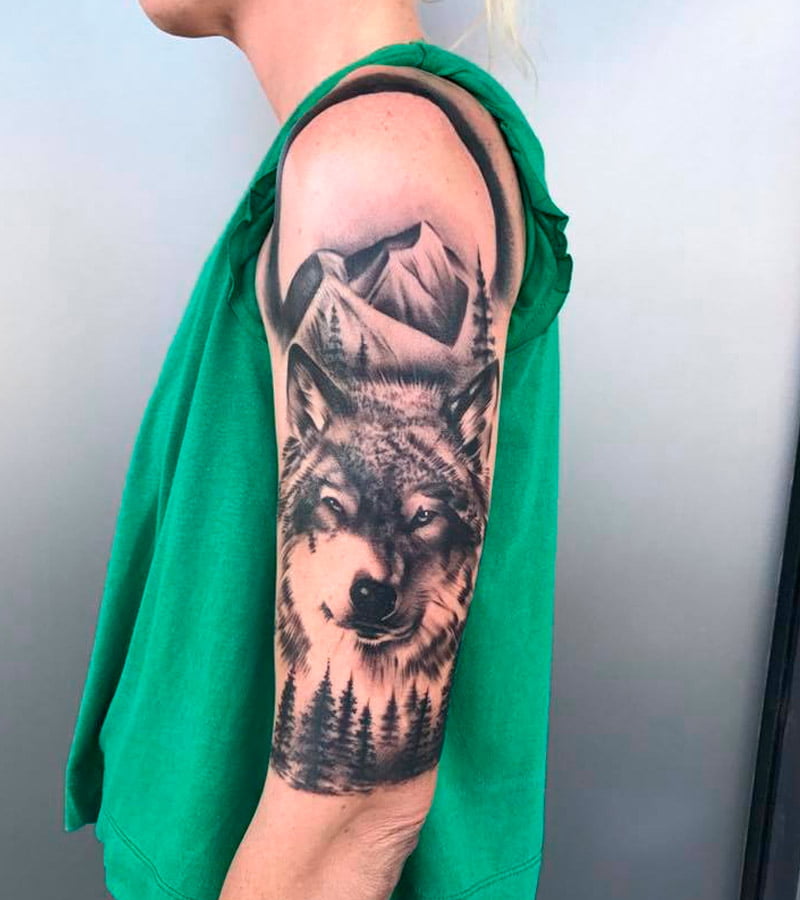 tatuajes de paisajes con lobos 8