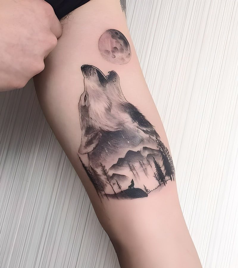 tatuajes de paisajes con lobos 9