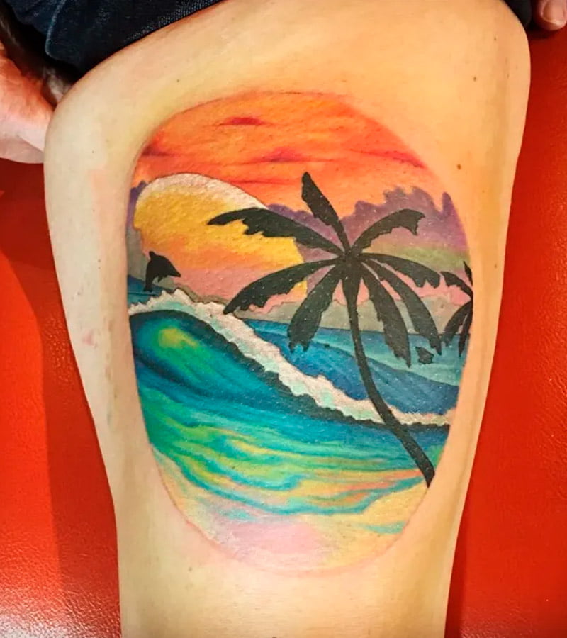 tatuajes de paisajes de playas 7
