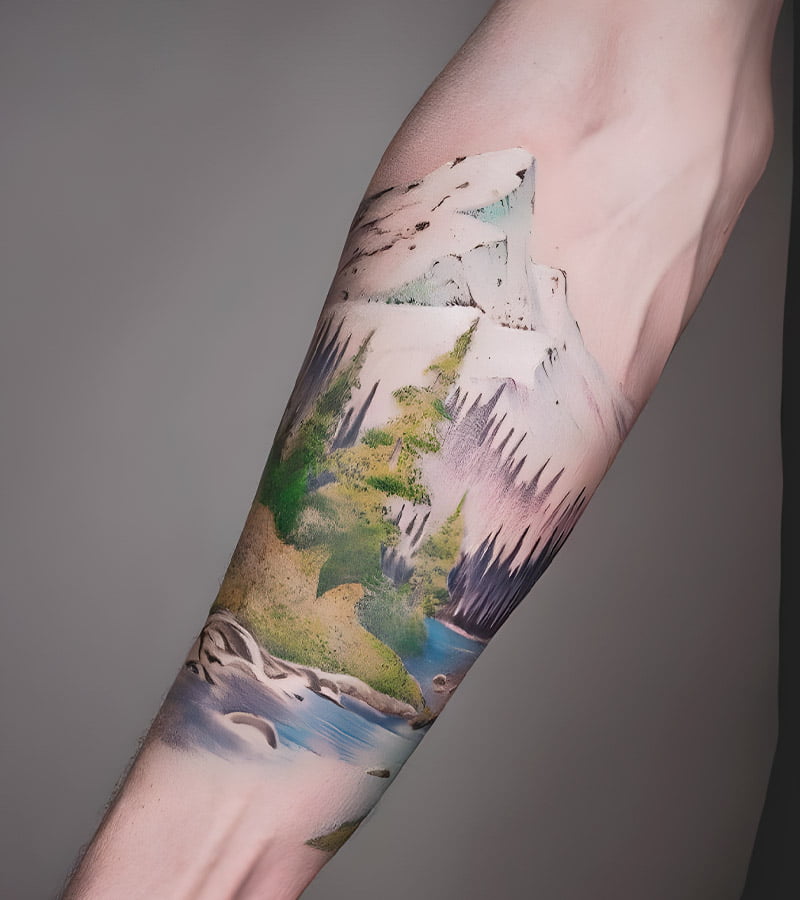 tatuajes de paisajes realistas a color 2