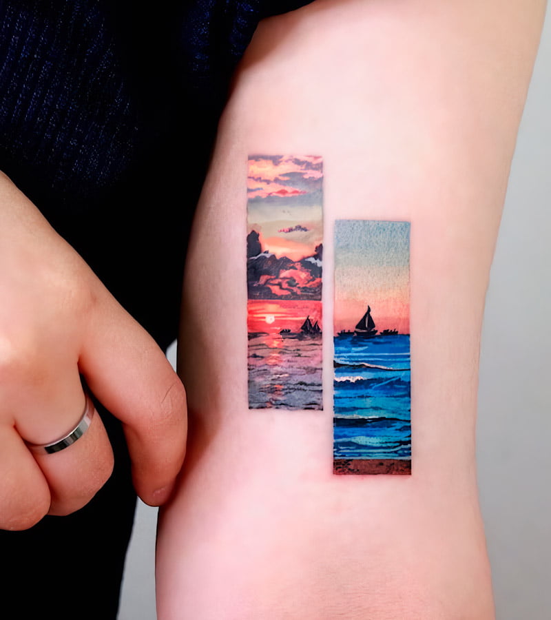 tatuajes de paisajes realistas a color 3