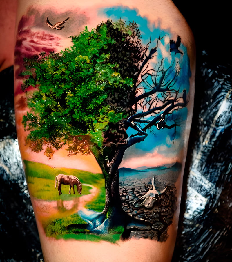 tatuajes de paisajes realistas a color 4