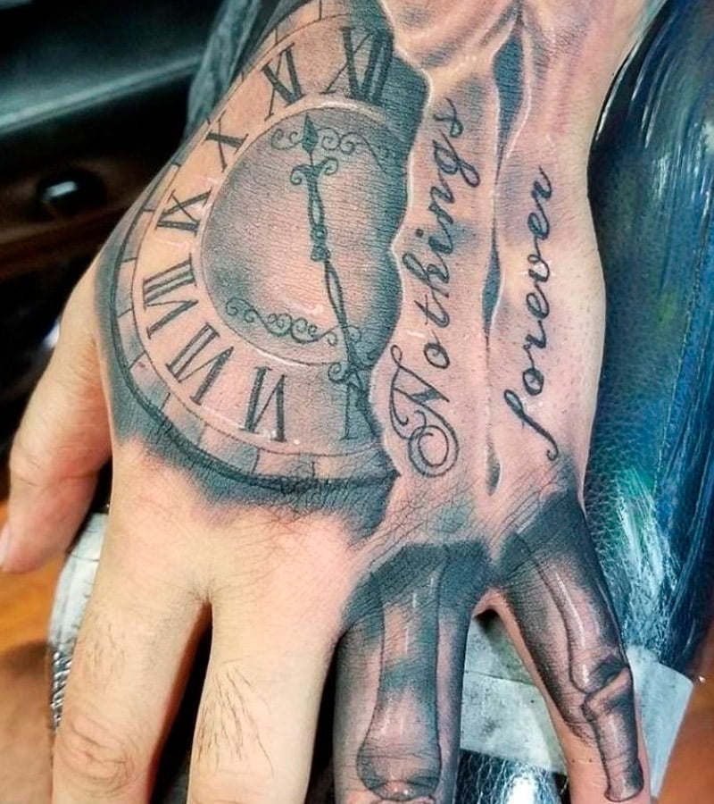 tatuajes de reloj en la mano 1