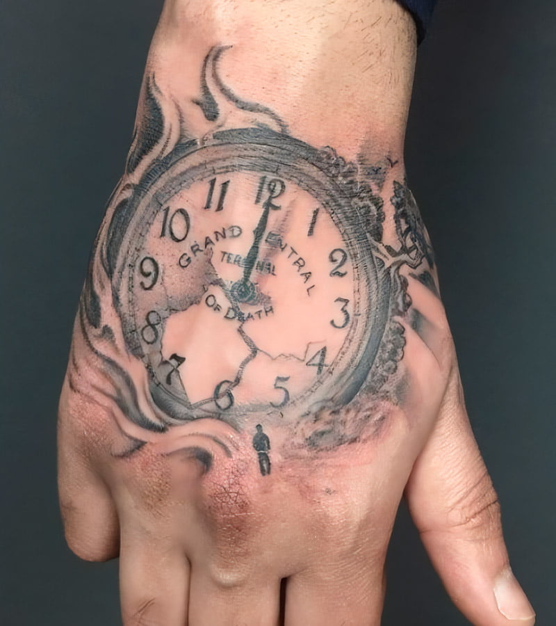 Tatuajes de reloj en la mano