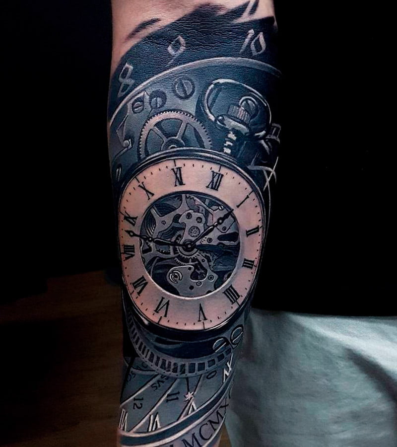 tatuajes de reloj romano 4