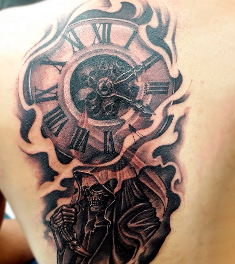 tatuajes de reloj y la santa muerte 3