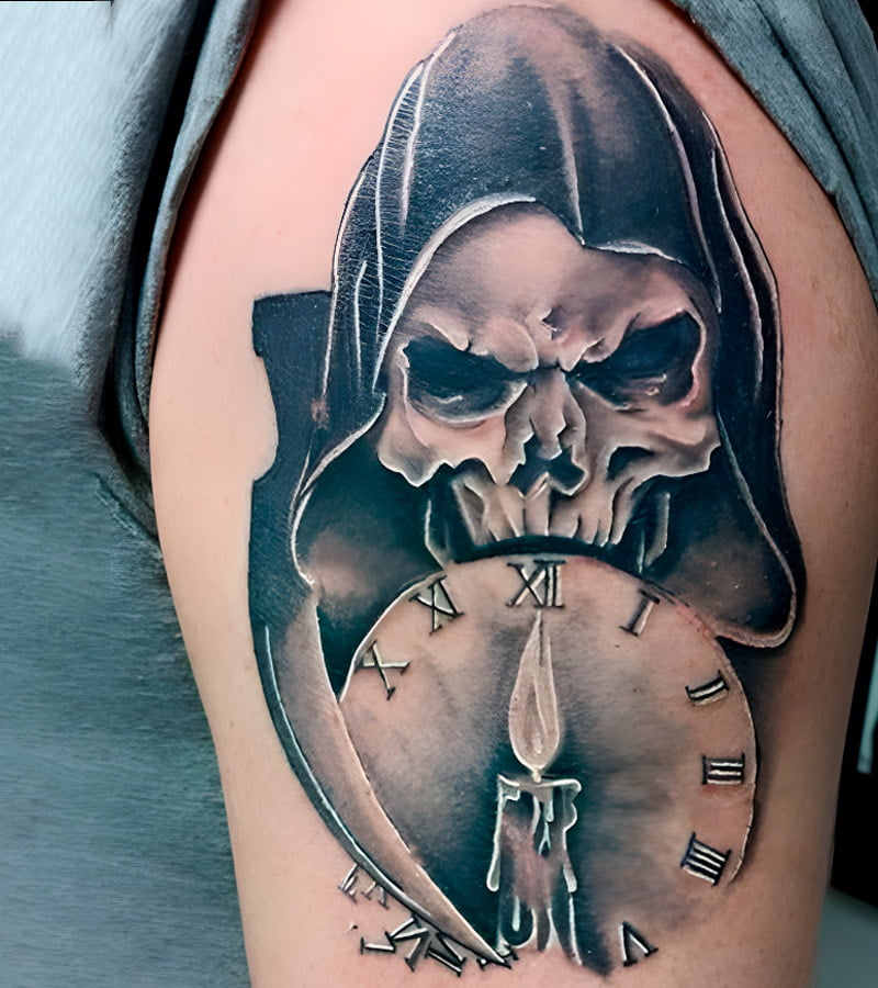 tatuajes de reloj y la santa muerte 6