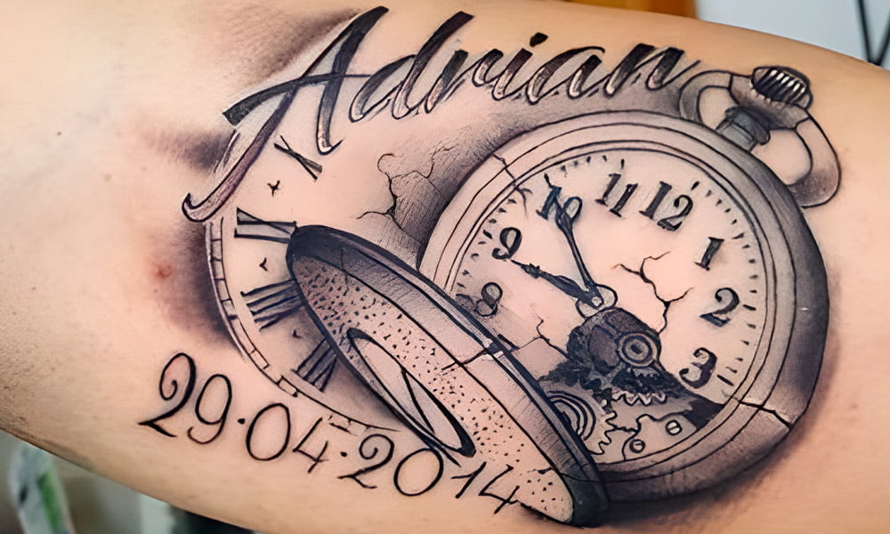 tatuajes de relojes fecha de nacimiento y hora 5