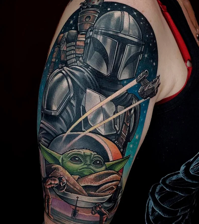 +150 Tatuajes de Star Wars: Significado y mejores diseños e imágenes 113 tatuajes de the mandalorian de star wars 2