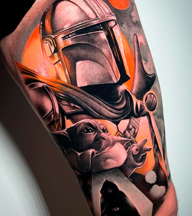+150 Tatuajes de Star Wars: Significado y mejores diseños e imágenes 119 tatuajes de the mandalorian de star wars 8