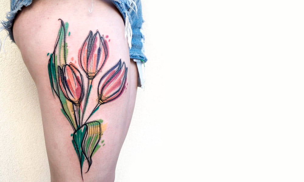 tatuajes de tulipanes en acuarela 11
