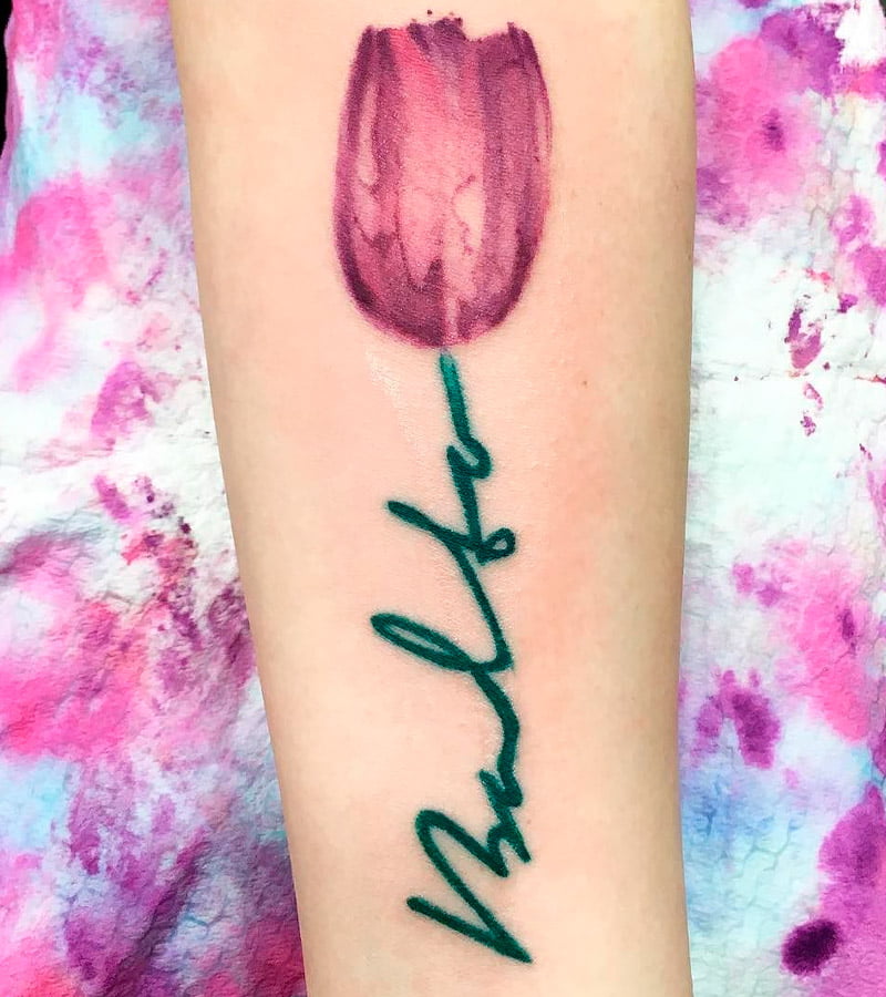 tatuajes de tulipanes en acuarela 13