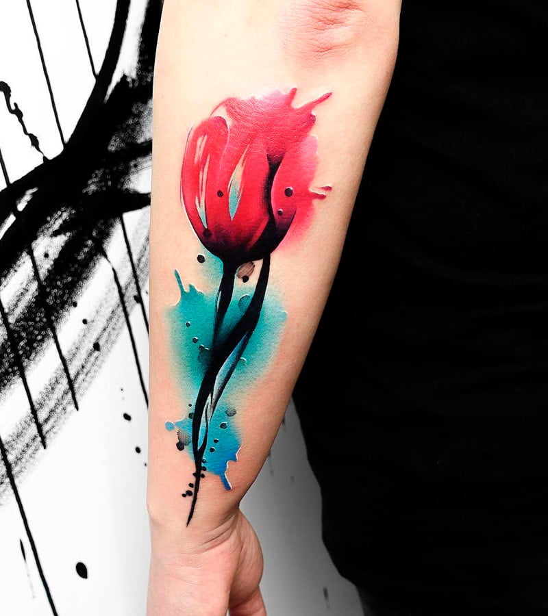 tatuajes de tulipanes en acuarela 14