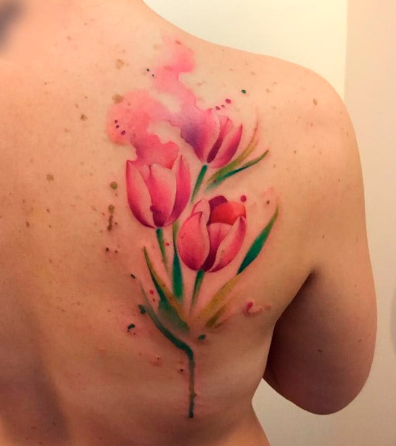 tatuajes de tulipanes en acuarela 15