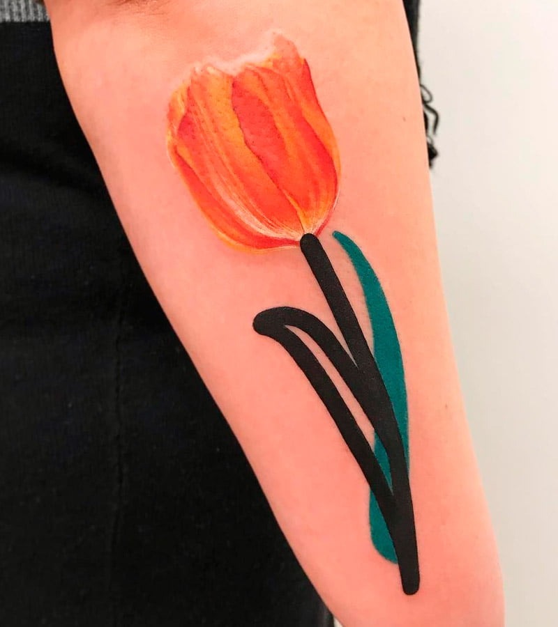tatuajes de tulipanes en acuarela 16