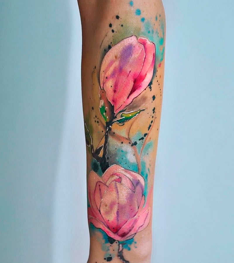 tatuajes de tulipanes en acuarela 2
