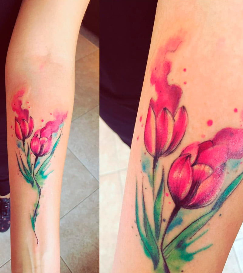 tatuajes de tulipanes en acuarela 5