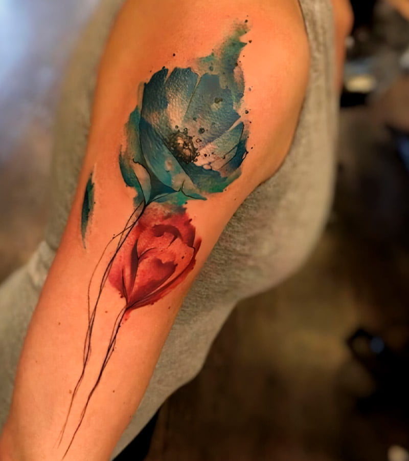 tatuajes de tulipanes en acuarela 6