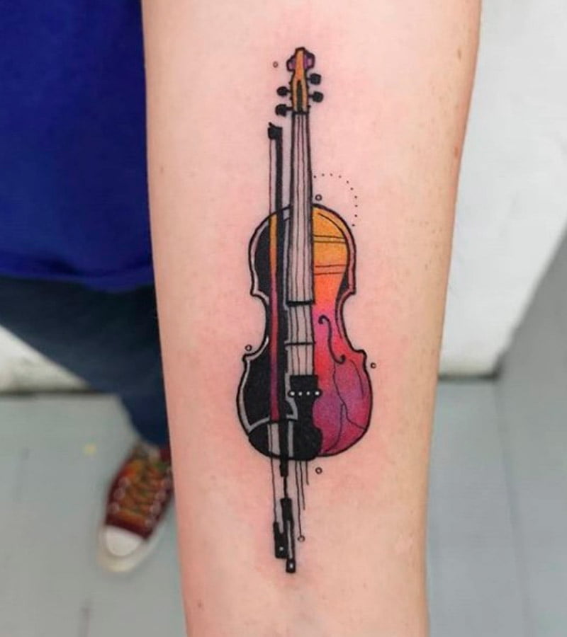 tatuajes de violin a color 3