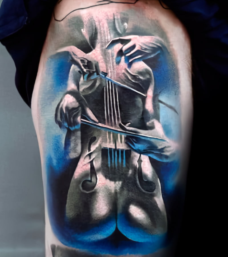 tatuajes de violin en la pierna 4