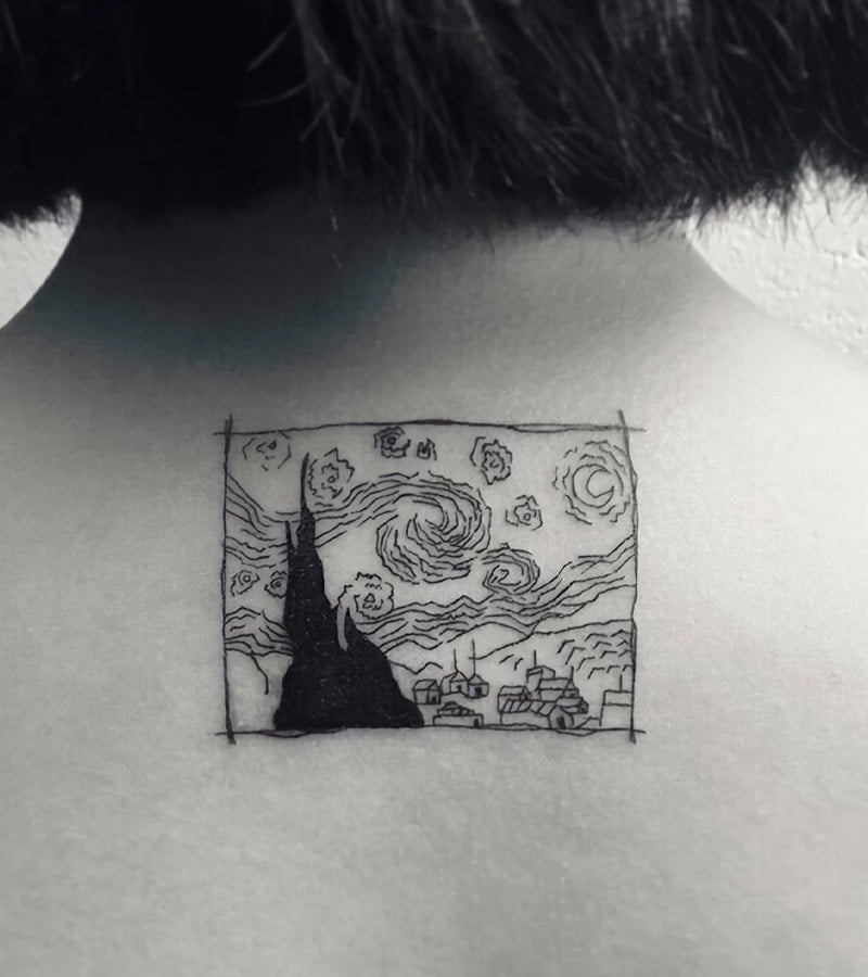tatuajes minimalistas de Van Gogh 11