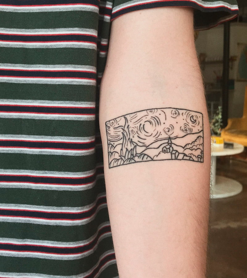 tatuajes minimalistas de Van Gogh 2