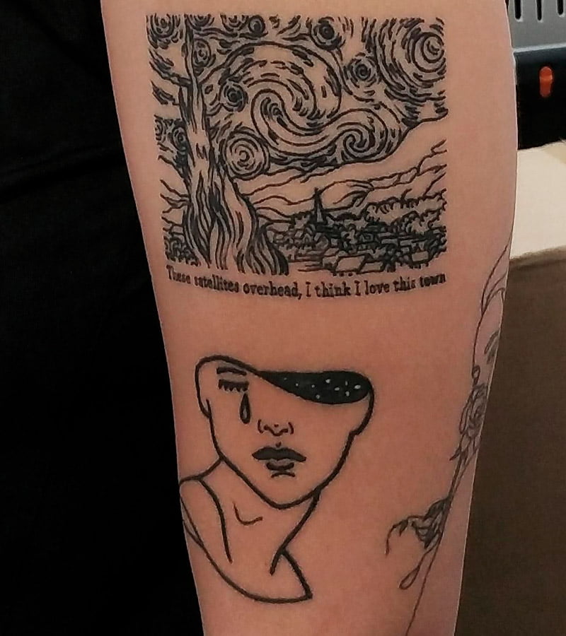 tatuajes minimalistas de Van Gogh 3