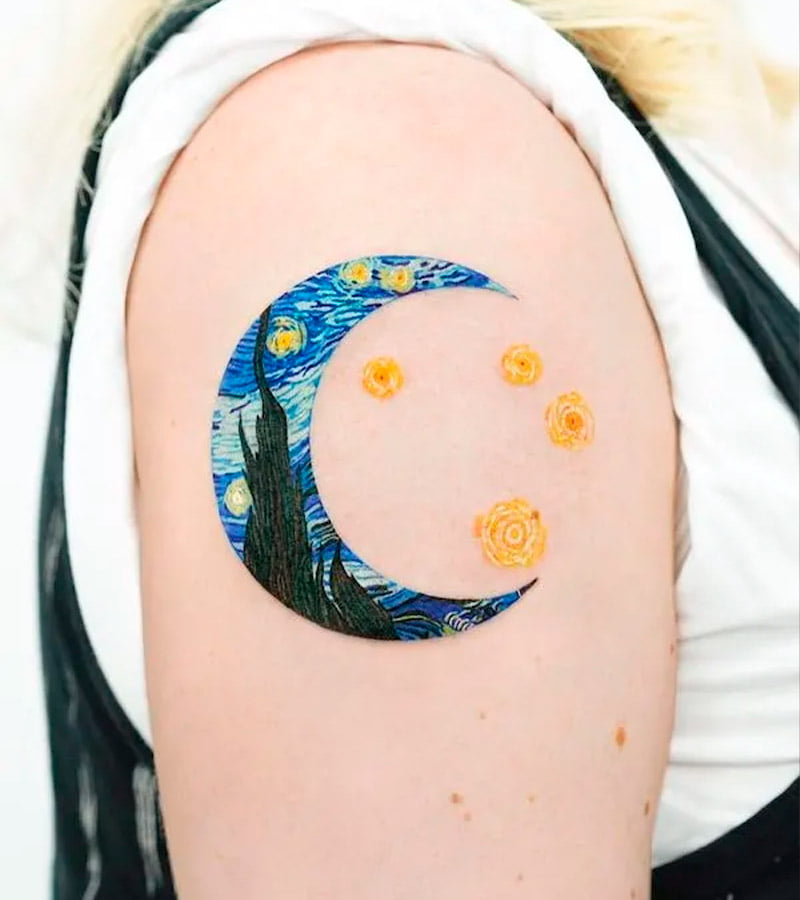 tatuajes minimalistas de Van Gogh 5
