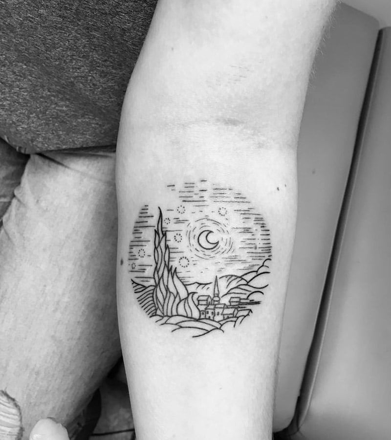 tatuajes minimalistas de Van Gogh 9
