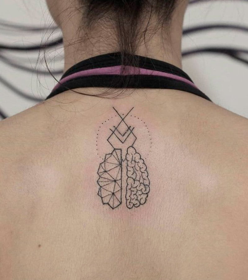tatuajes minimalistas de cerebros 6