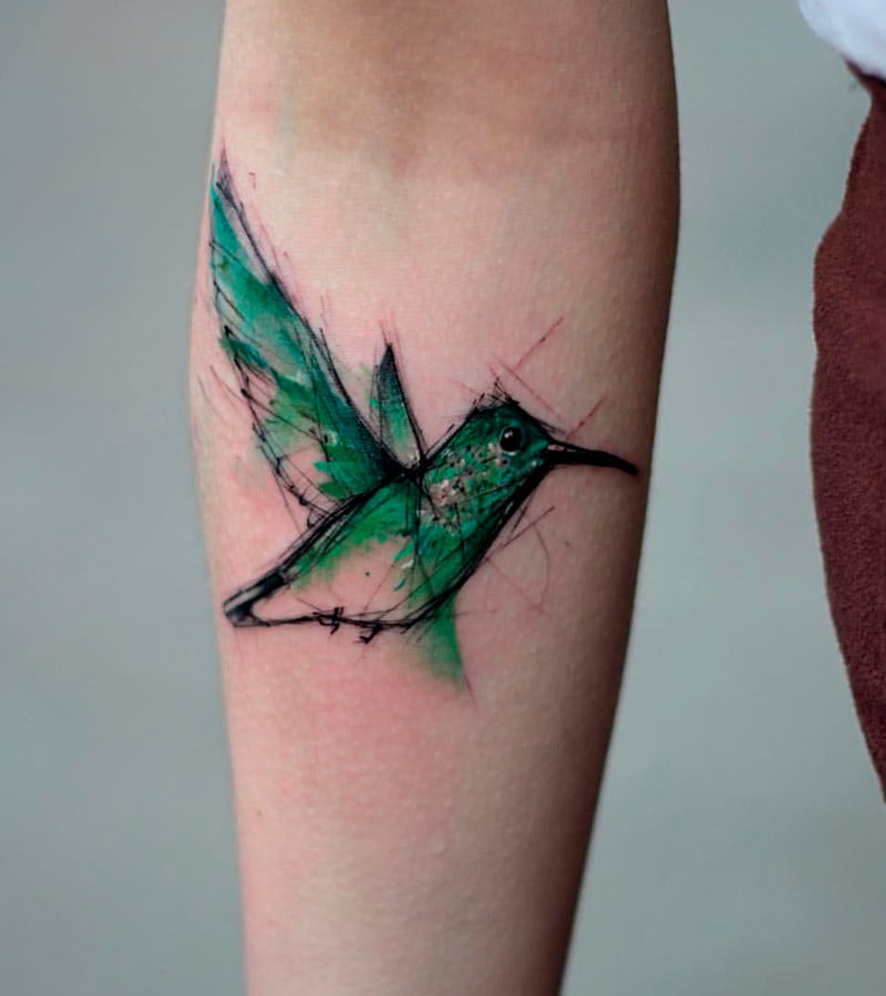 tatuajes minimalistas de colibries 7