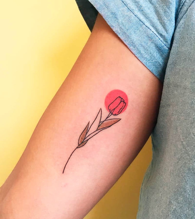 tatuajes minimalistas de tulipanes 3